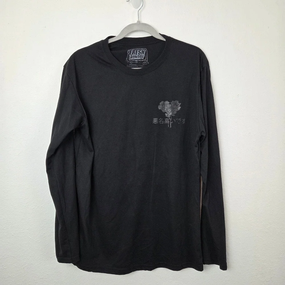 Fresh Laundry Mens Large Black Dont Kill My Vibe Graphic Long Sleeve T-Shirt